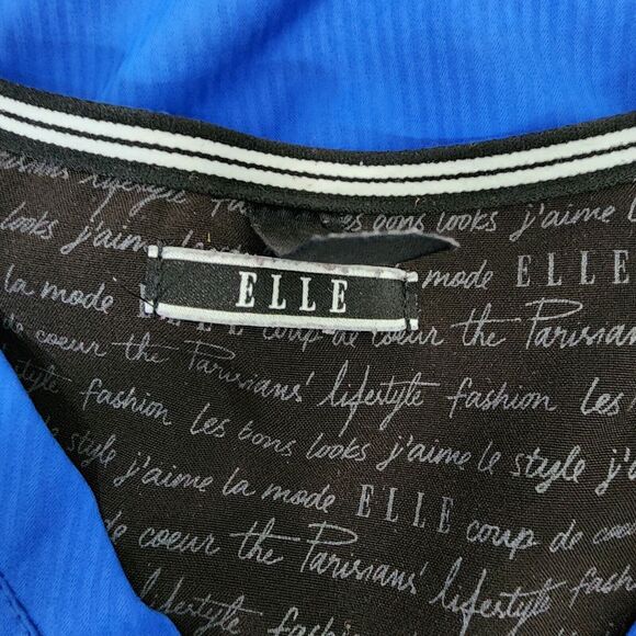 Elle Womens Scrub Top XS Mock Wrap EL620 Royal Blue Patch Pockets Tonal Texture - Picture 8 of 10